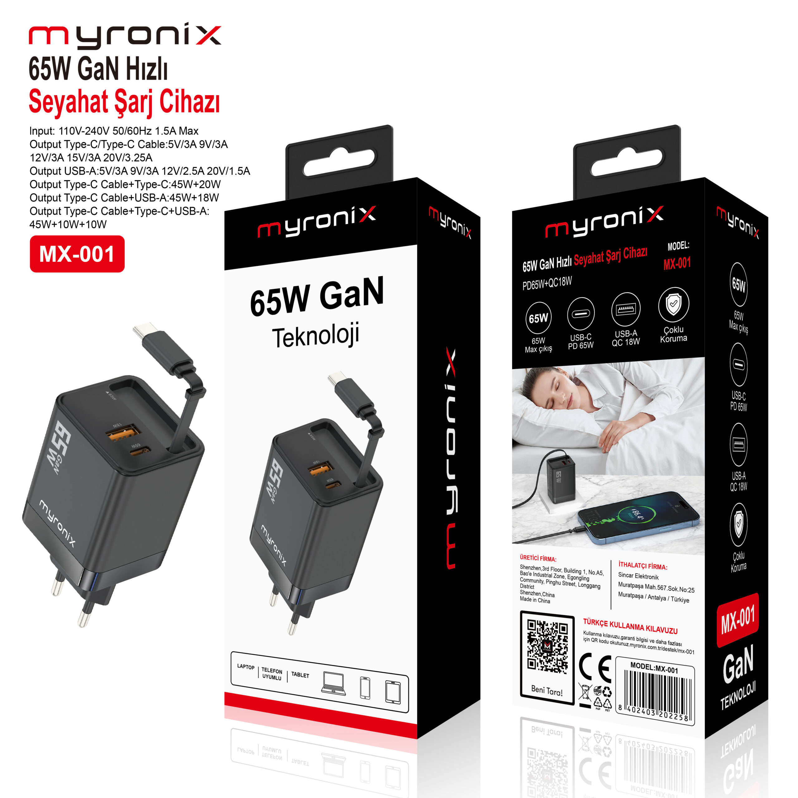 Myronix MX-001 65W Şarj Cihazı